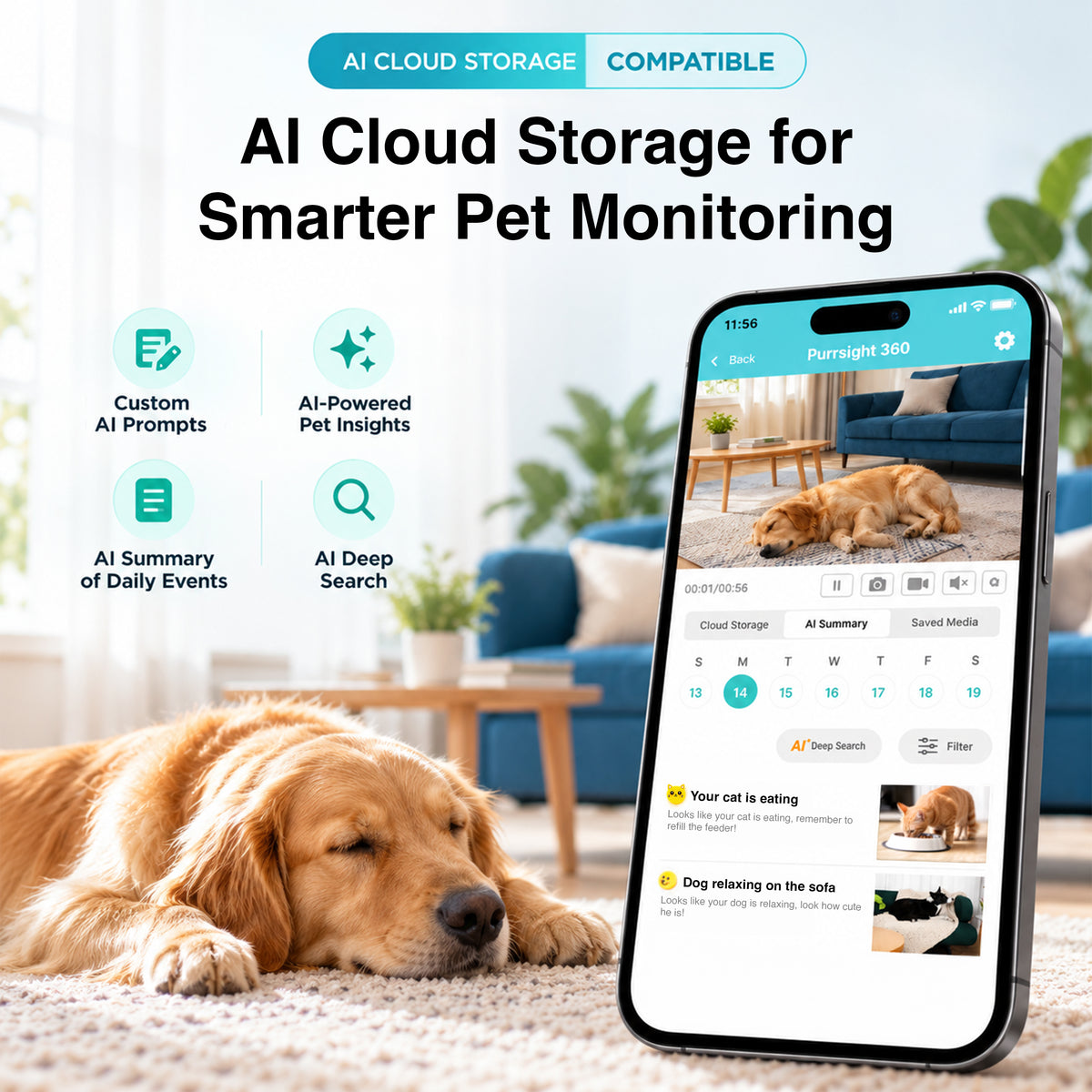INSTACHEW Purrsight 360 HD AI Pet Camera