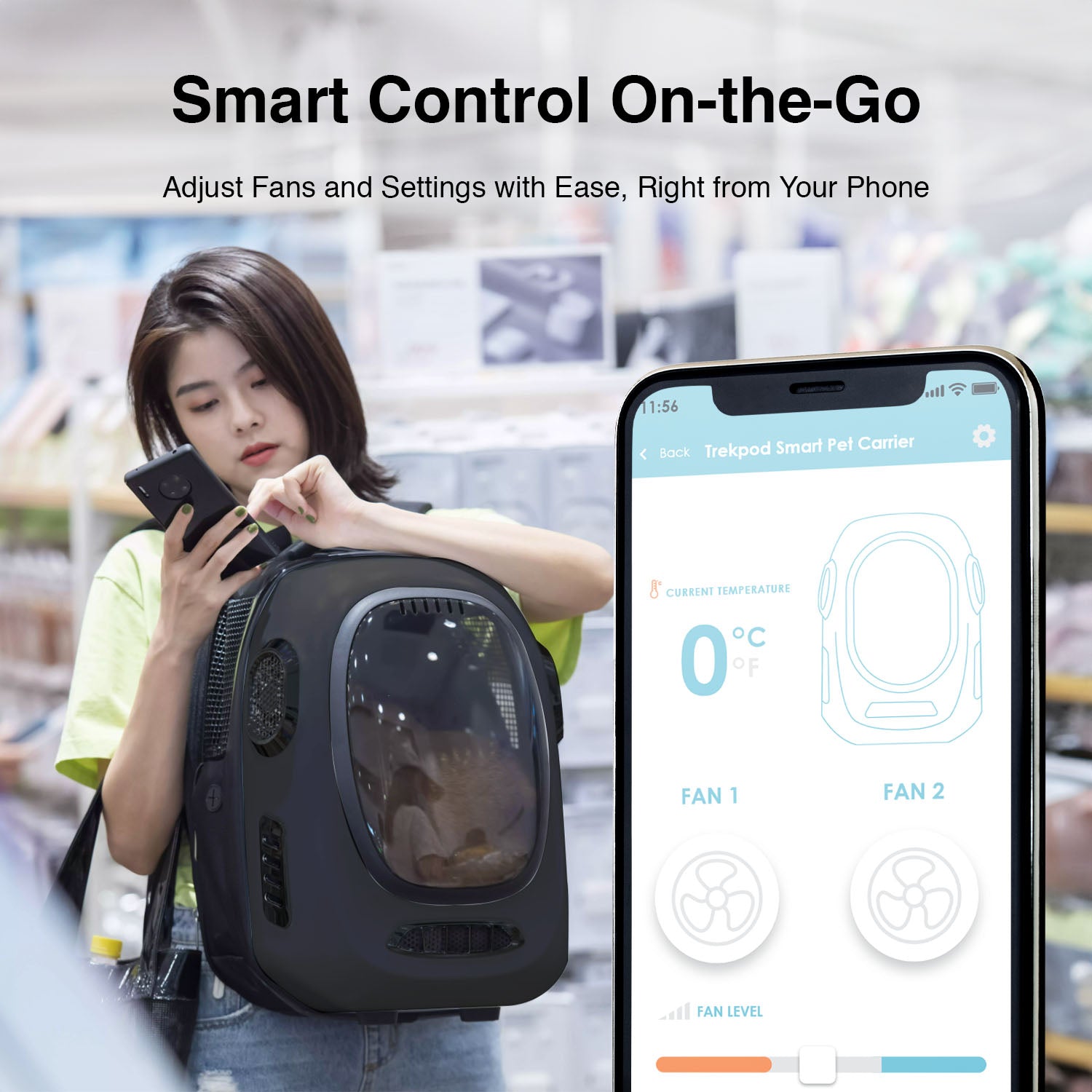 Trekpod Smart App Pet Carrier Backpack with Temperature Control