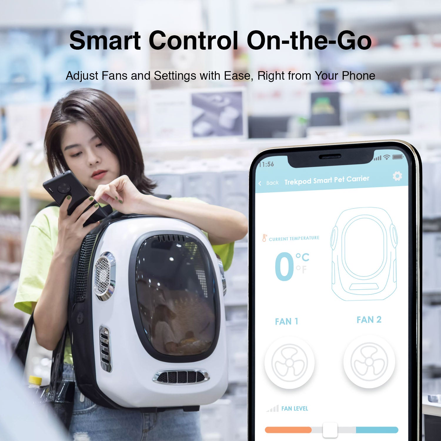 Trekpod Smart App Pet Carrier Backpack with Temperature Control