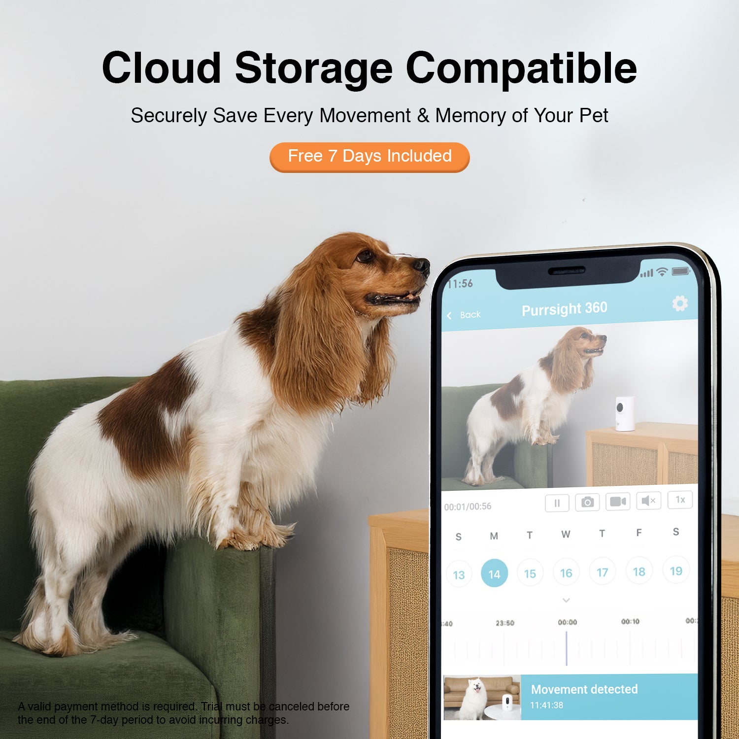 Purrsight 360° Smart App Pet Camera with Night Vision and 2 Way Audio