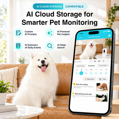 INSTACHEW Purechew Snack Cat & Dog Treat Dispenser, HD AI Pet Camera
