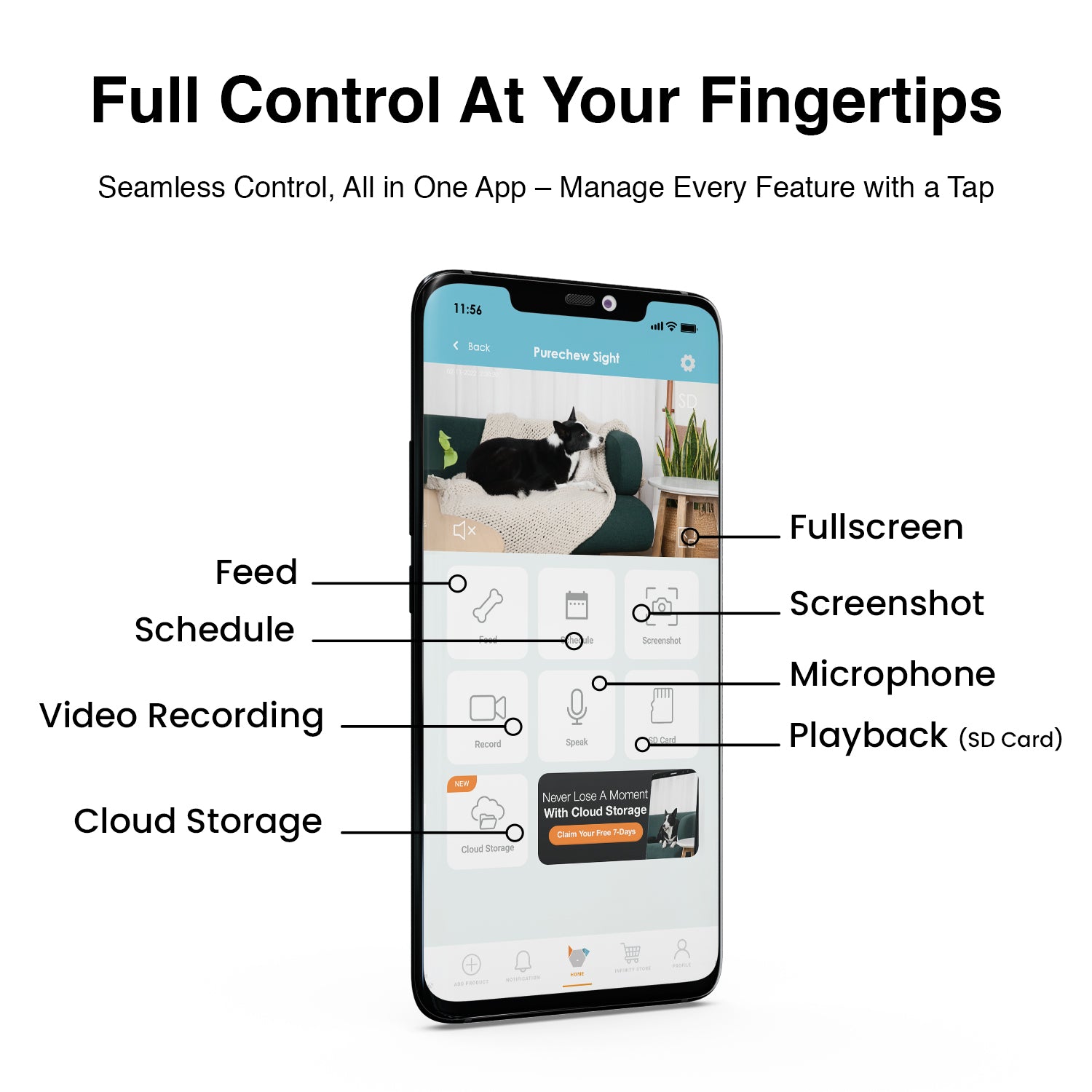 Purechew Sight 4L Smart App Pet Feeder for Cats and Dogs with HD Camera