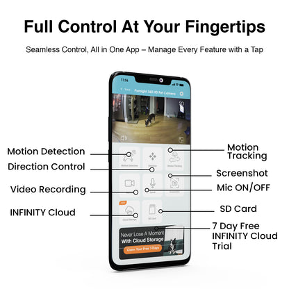 Purrsight 360° Smart App Pet Camera with Night Vision and 2 Way Audio