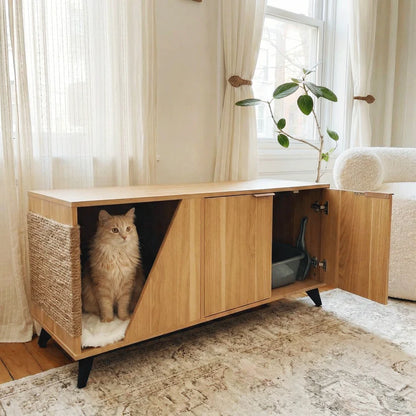 JESSE Multifunctional Litter Cabinet with Cat Scratcher - One Size